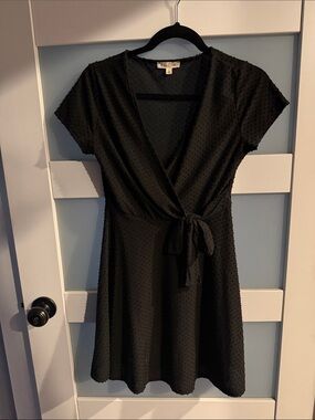 Rolla Coster Black Textured Wrap Mini Dress with Tie